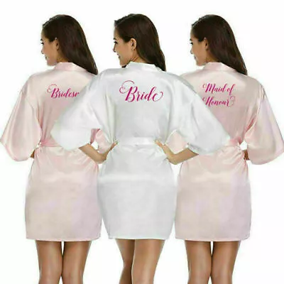 Buy Lace Lace Bridal Bridesmaid Silk Pajamas Sexy Robe Wedding Dress V-neck Satin • 10.79£