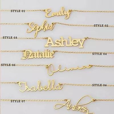 Buy Name Necklace Gold Sterling Silver Personalised Jewellery Gift Her Christmas UK • 19.99£