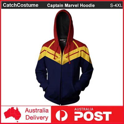 Buy Avengers Zip Hoodie Jacket Captain Marvel Carol Danvers Cosplay Costume Jumper • 23.40£