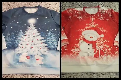 Buy 2 X Ladies Christmas Jumpers Xmas Tree / Santa Father Christmas XL / 2XL • 20£
