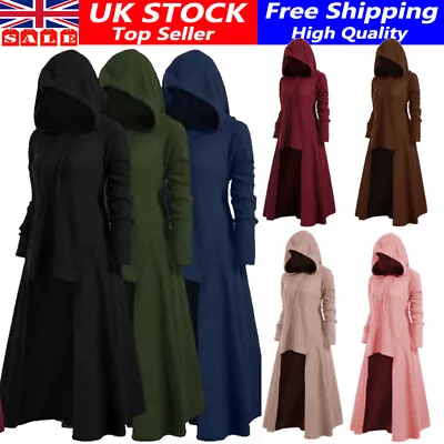 Buy Womens Gothic Hooded Steampunk Cloak Cape Coat Witch Cosplay Long Dress Jacket  • 22.89£
