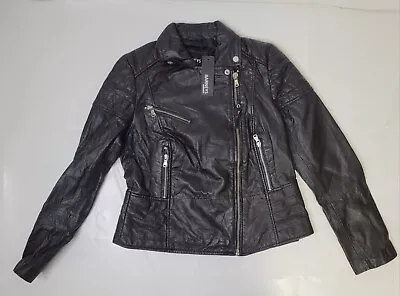 Buy Barney's Originals Women Clara Real Leather Moto Jacket Black Quilted Sz 14 • 50£
