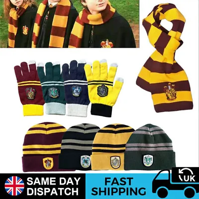 Buy Harry Potter Beanie Hat Scarf Glove Gryffindor Slytherin Ravenclaw Hufflepuff.UK • 6.89£