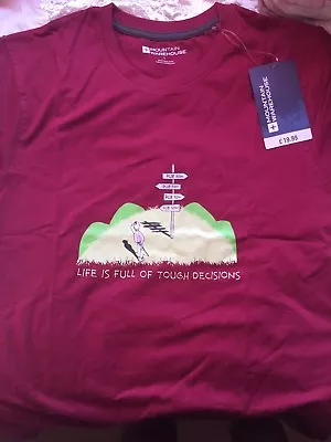 Buy Mens Mountain Warehouse T-Shirt Size Large Red Burgundy BNWT NEW Fathers Day Pub • 5.99£