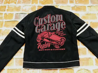 Buy REPLAY Vintage Biker Jacket Custom Garage Hotrod Drag Racer Size: M Tip Top • 190.49£