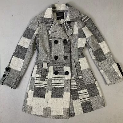 Buy Mac & Jac Jacket Women’s Size Medium Gray Double Breasted Wool Tweed Pea Coat • 36.53£