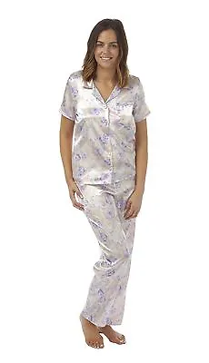 Buy Women's Roses Soft Touch Satin Pyjamas, Pyjama Set Nightwear, Size 8-22, BH53 • 11.95£
