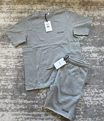 Buy 🔥🔥celine T-shirt + Shorts Set Grey 100% Authentic (xs,s,m,l,xl)🔥🔥 • 180£