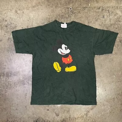Buy Mickey Mouse Graphic T-Shirt Mens 90s Disney Vintage USA Tee, Green XL • 20£
