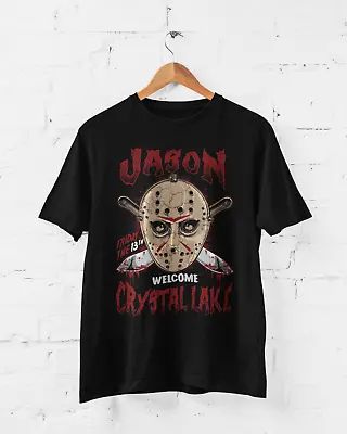 Buy Jason Hockey Mask Retro Horror T Shirt 13th Friday The Voorhees Crystal Lake • 12.95£