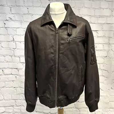 Buy Ben Sherman Mens Dark Brown Bomber Jacket Coat Leather Vintage 90s Retro • 55£