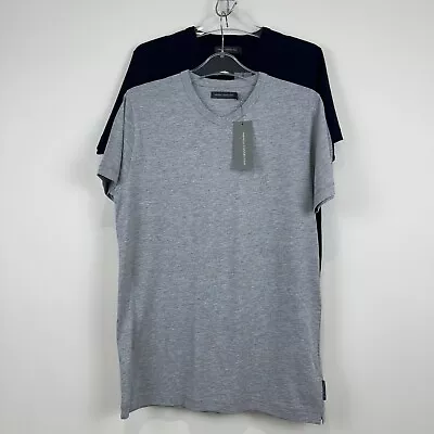 Buy French Connection T Shirts Grey & Navy Cotton Mix Jersey Size Med 2 Pk Mens New • 12.95£