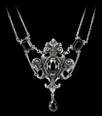 Buy Alchemy Gothic Necklace - Queen Of The Night Jewellery Necklace Black • 83.02£