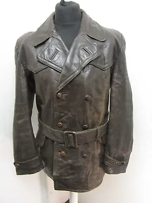 Buy Vintage Ww2 German Horsehide Leather Officers Half Belt Jacket Size L • 299£