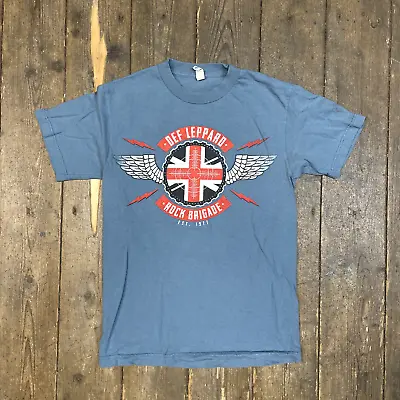 Buy Def Leppard Tour 2018 T-Shirt Vintage Graphic Print Tee, Blue Mens Small • 20£