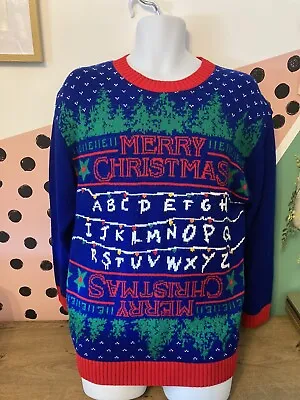 Buy Stranger Things Upside Down Knit Ugly Christmas Jumper Size M/L • 22.99£