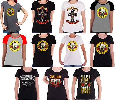 Buy Guns N Roses T Shirt Appetite Bullet Band Logo Official Womens Skinny Fit • 14.93£