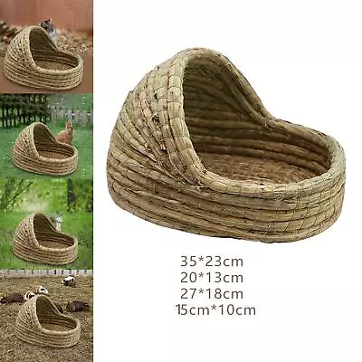 Buy Hand Woven Straw Hamster Nest Cage Breathable Slipper Shaped Toy Rabbit  Bed For • 11.11£