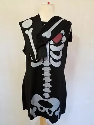 Buy Skeleton Skelee Girl Bones Ghoul Gothic Halloween Ladies Fancy Dress 4 Pcs M 💀 • 3.95£