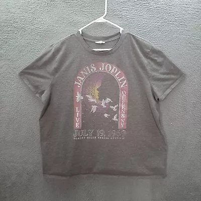 Buy Janis Joplin Shirt Womens 2 Gray Classic Rock Music Band Tee 60s 70s Maurices • 14.09£