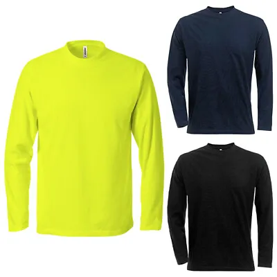 Buy Mens Long Sleeve T Shirts Crew Neck Gym Plain Basic Top Casual Cotton Tee NEW • 5.99£