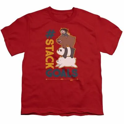 Buy We Bare Bears Stack Goals Kids Youth T Shirt Licensed Cartoons Tee Red • 20.07£