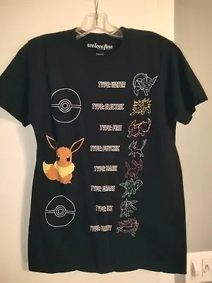 Buy Pokemon EEVEE Black Cotton Graphic Tee T-Shirt - Adult Medium (Slim Fit) • 9.64£