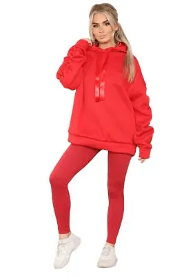 Buy Oversized Hoodie With Ribbon Women Ruched Sleeve Ladies Hooded Sweatshirt Jumper • 16.32£