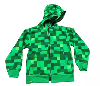 Buy Jinx Minecraft Creeper Green Pixels Logo Youth Boy XS Hooded Full-Zip Jacket • 14.40£
