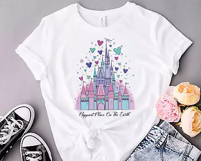 Buy Men Women Kid Teenager Group Tour T-shirt, Happiest Place On The Earth Pink • 5.99£