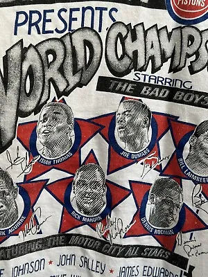 Buy Vintage 1989 Detroit Pistons Bad Boys World Champs Single Stitch T Shirt - XL • 75£