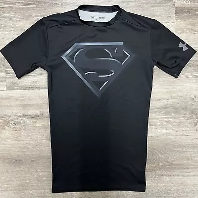 Buy Under Armour Compression Superman Black T-Shirt Top Size Medium • 22£