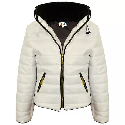 Buy Kids Girls Jacket Padded White Puffer Bubble Faux Fur Collar Quilted Warm Coats • 19.99£