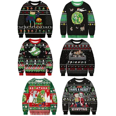Buy Ugly Christmas Sweatshirts Santa Rick Morty Grinch 3D Digital Printing Hoodies • 11.88£