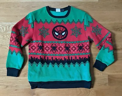 Buy Christmas Spiderman Spiderwoman Superhero Red Green Black Sweater Top Boys XL • 21.31£