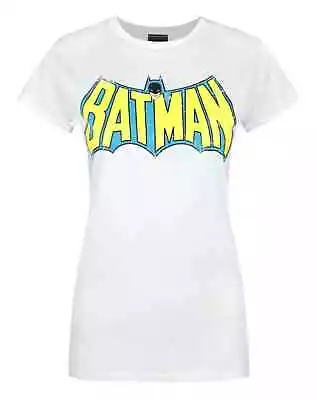 Buy Officially Licensed Batman Retro Logo Ladies White T-Shirt • 15.95£