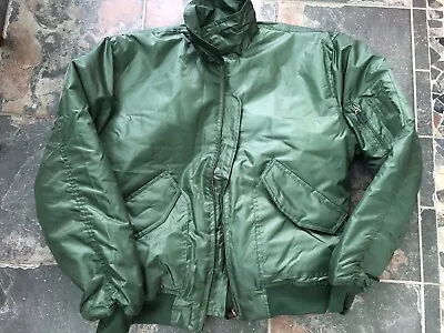 Buy Men's VTG MA1 DELTA Bomber Jacket In FLIGHT Green L  Nylon Shiny Cold Weather • 44£