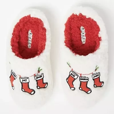 Buy Friends Central Perk Soft Plush White Christmas Stocking Slippers Mules UK 3-8 • 14.99£