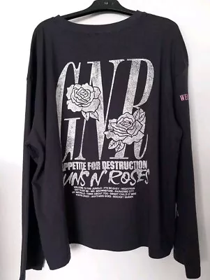 Buy Guns N Roses Long Sleeve T-shirt Size S New With Tags, Oversized H&M,  • 8£