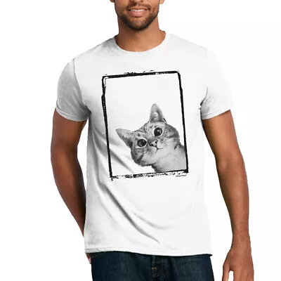 Buy Peeping Cat T-shirt Puss Tom Cat Pet Lover Cute Close Up Mono Chrome Animals • 14.99£
