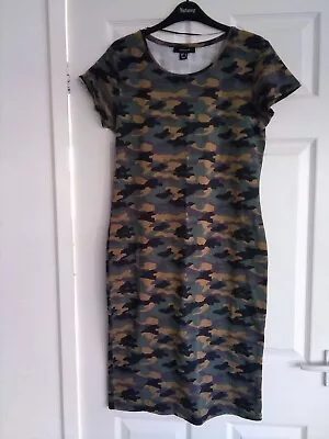 Buy Ladies Primark T Shirt Dresss Round Neck Short Sleeves Stretch Sz 18 Camouflage  • 2.99£