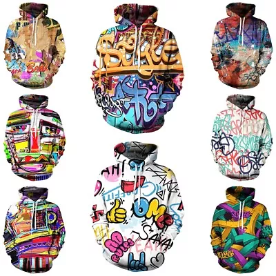Buy Unisex Graffiti Scrawl Urban Street Art Hoodies Sweatshirt Pullover Top Gifts UK • 11.99£