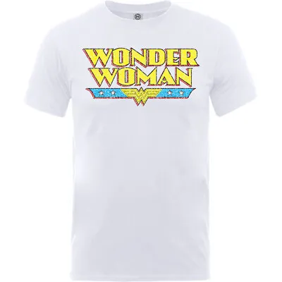 Buy DC Comic Originals Wonder Woman Logo Crackle Mens White T Shirt Retro • 9.95£