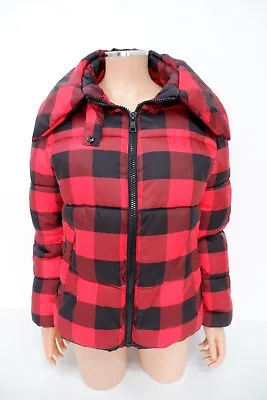 Buy Kendall + Kylie Womens Puffer Coat Jacket Size M Medium Checkered Red Black • 49.74£