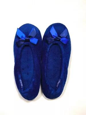 Buy Ladies Totes Isotoner Navy Terry Ballerina Slippers • 13.50£
