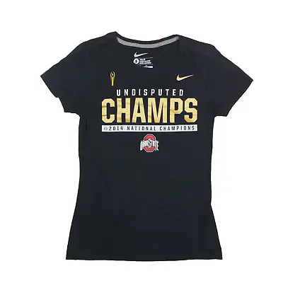 Buy NIKE Ohio State 2014 Champs USA T-Shirt Black Short Sleeve Womens S • 8.99£