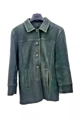 Buy Vintage Wallace Sacks Dark Green Leather Jacket Size 12 • 29.99£