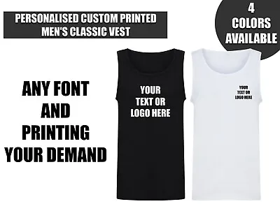 Buy Personalised Any Text Men Vest Custom Printed 100% Cotton Valentines Day Gift • 8.99£