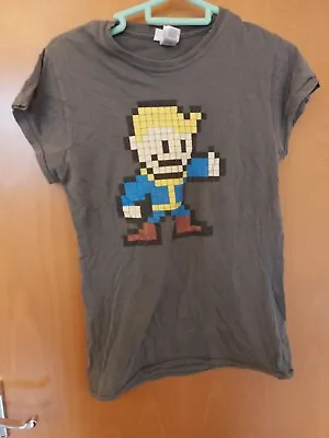 Buy Official Fallout 4 Pixel Vault Boy Bethesda T-Shirt UK Ladies Size M • 10£