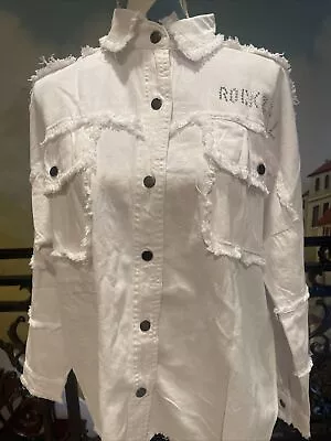 Buy Elan Jacket Shirt Rock And Roll Snap Up White Size Small OR MediumNew With Tag • 39.58£